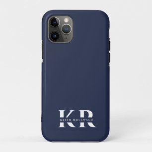 Minimalistische Elegante Monogram Dark Navy Blue W Case-Mate iPhone Hülle