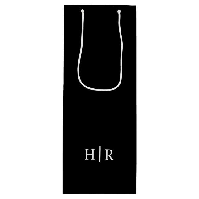 Minimalistische Elegante Monogram Geschenktüte Für Weinflaschen (Vorderseite)