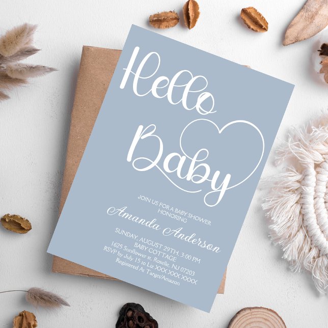 Minimalistische elegante Niedliche Blue Baby Boy D Einladung (Von Creator hochgeladen)