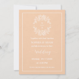 Minimalistische elegante Peach Wedding Invitation  Einladung