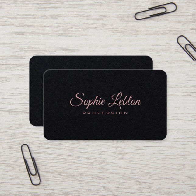 Minimalistische Elegante Premium Black Rounded Visitenkarte (Vorderseite/Rückseite Beispiel)
