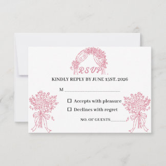 Minimalistische elegante rosafarbene Hochzeit RSVP Karte