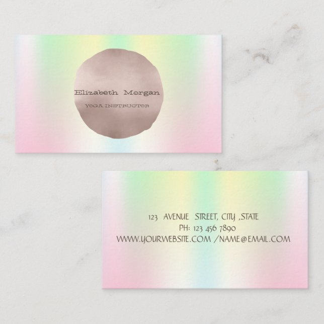 Minimalistische elegante Rose Gold Circle Holograp Visitenkarte (Vorne/Hinten)