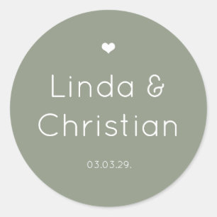 Minimalistische Elegante Sage Green Wedding Runder Aufkleber