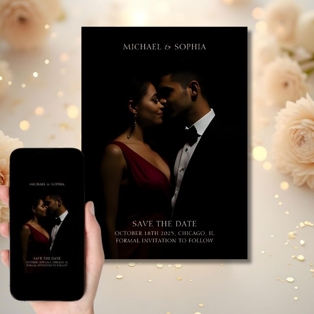 Minimalistische Elegante Save the Date Foto Schwar (Von Creator hochgeladen)