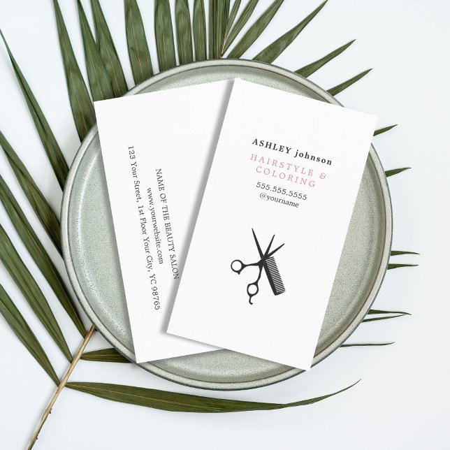 Minimalistische Elegante Scheren Comb Hair Salon Visitenkarte (Von Creator hochgeladen)