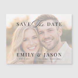 Minimalistische elegante Schrift Save-the-Date-Kar Magnetkarte
