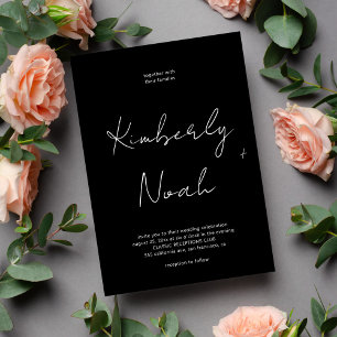 Minimalistische, elegante Schrift Schwarzweiß Hoch Einladung