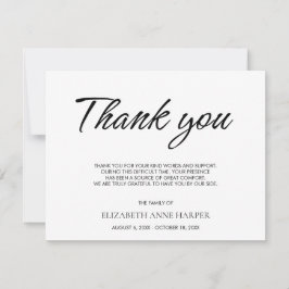 Minimalistische Elegante Schrift Trauer Danke Kart RSVP Karte
