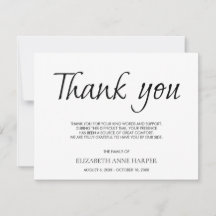 Minimalistische Elegante Schrift Trauer Danke Kart