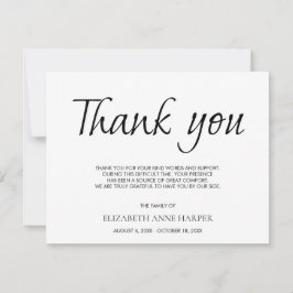 Minimalistische Elegante Schrift Trauer Danke Kart RSVP Karte