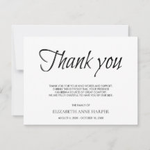 Minimalistische Elegante Schrift Trauer Danke Kart