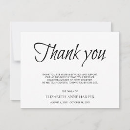 Minimalistische Elegante Schrift Trauer Danke Kart RSVP Karte