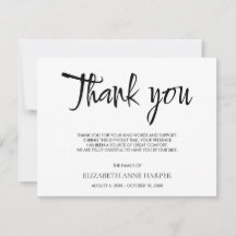 Minimalistische Elegante Schrift Trauer Danke Kart