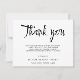 Minimalistische Elegante Schrift Trauer Danke Kart RSVP Karte