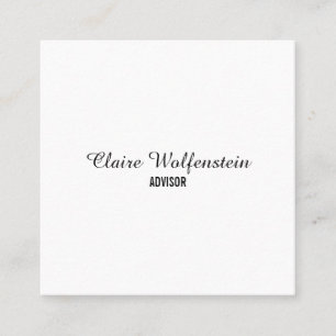 Minimalistische elegante Schriftart Schwarz und We Quadratische Visitenkarte