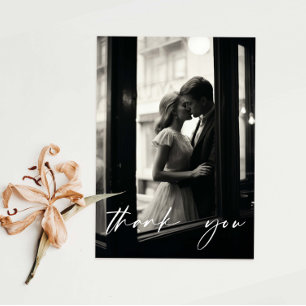 Minimalistische elegante Schriftfoto-Dankeskarte Dankeskarte