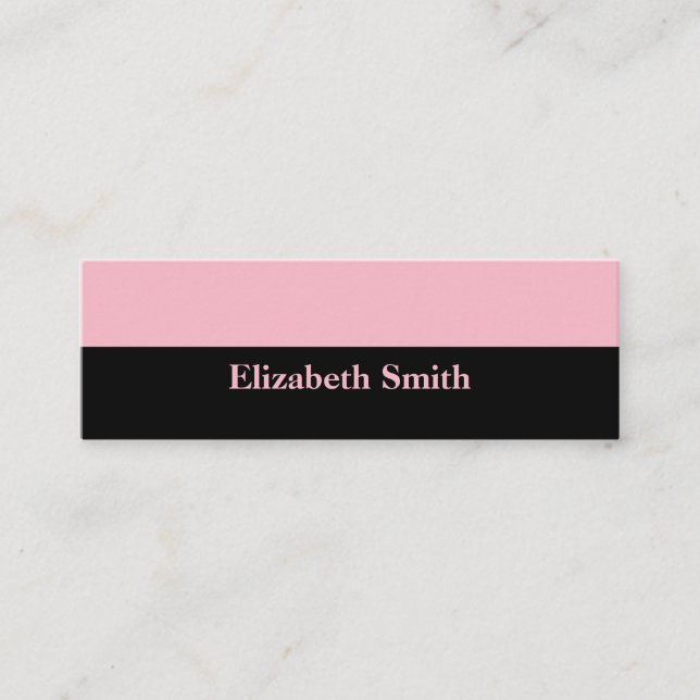 Minimalistische Elegante Schwarz & Rosa Schönheit Mini Visitenkarte (Vorderseite)