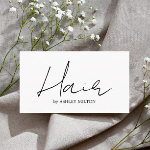 Minimalistische elegante schwarze weiße Haarstylis Visitenkarte