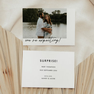Minimalistische Elegante Script Foto Schwangerscha Ankündigung