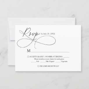 Minimalistische, elegante Script-Kalligrafie-Hochz RSVP Karte