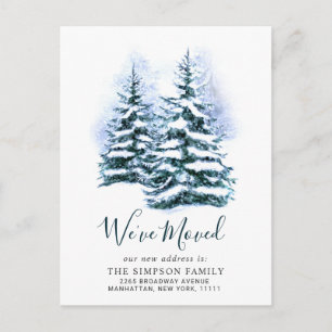 Minimalistische elegante Tannenbaum-Umzugsankündig Postkarte
