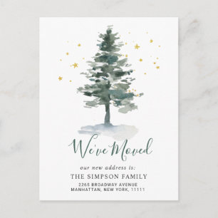 Minimalistische elegante Tannenbaum-Umzugsankündig Postkarte