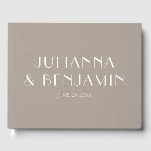 Minimalistische Elegante Taupe Braun Custom Weddin Gästebuch