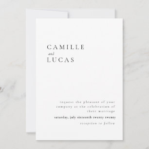 Minimalistische elegante Text und Foto Hochzeit Einladung