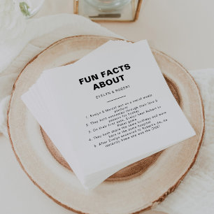 Minimalistische Elegante Trivia Fun Fakten Hochzei Serviette