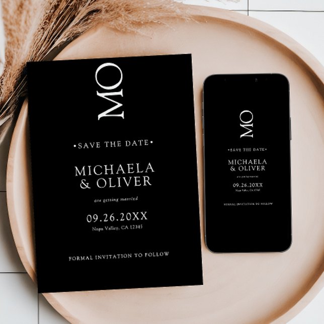 Minimalistische Elegante Typografie Monogram Weddi Save The Date (Von Creator hochgeladen)