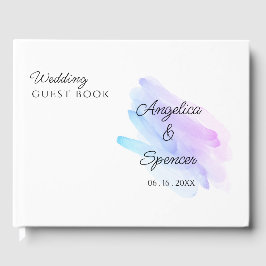 Minimalistische, elegante Wasserfarbe lila blaue H Gästebuch