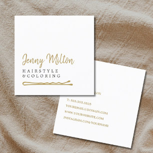 Minimalistische elegante weiße Faux-Gold-Haarnadel Quadratische Visitenkarte