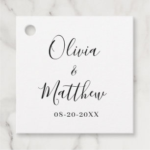 Minimalistische, elegante White Classic Hochzeit Geschenkanhänger