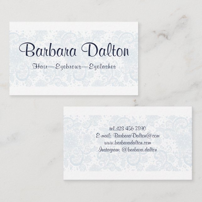 Minimalistische elegante White Lace Colle Business Visitenkarte (Vorne/Hinten)
