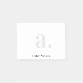 Minimalistische, elegante White Monogram Modern Post-it Klebezettel