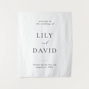 Minimalistische Elegante Willkommens Hochzeit Wandteppich