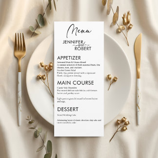 Minimalistische Eleganz | Moderne Hochzeitstisch-S Menükarte