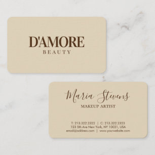 Minimalistische Eleganza Brown Beige Typografie Visitenkarte