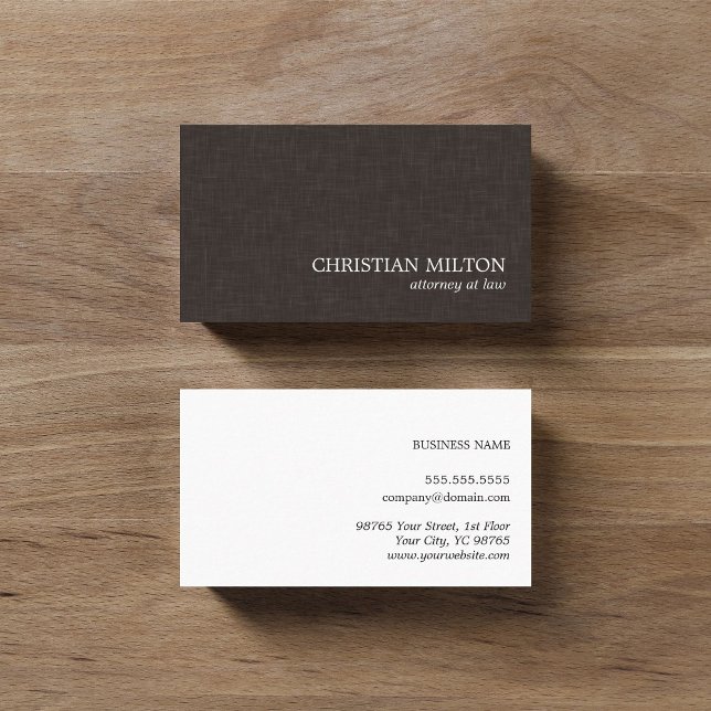 Minimalistische Eleganza Brown White Attorney auf  Visitenkarte (Von Creator hochgeladen)
