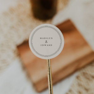 Minimalistische Elfenbein-Beige-Hochzeits-Braut-un Runder Aufkleber