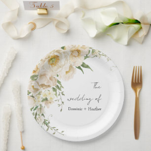 Minimalistische Elfenbein-Bliss-Hochzeit Pappteller