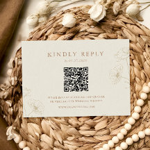 Minimalistische Elfenbein-Taupe-Blumenhochzeit QR-
