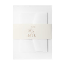 Minimalistische Elfenbein-Taupe-Blumenmonogramm-Ho