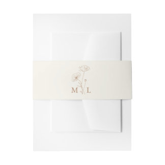 Minimalistische Elfenbein-Taupe-Blumenmonogramm-Ho Einladungsbanderole