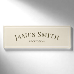 Minimalistische Elfenbeincreme & Gold Stilvoll Ber Namenschild