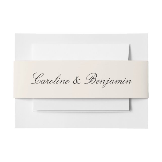 Minimalistische Elfenbeinschrift Elegant Hochzeits Einladungsbanderole (Vorderseite Beispiel)