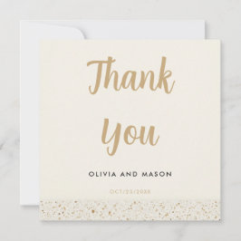 Minimalistische Elfenbeinterrazzo Hochzeit Dankesc Dankeskarte