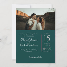 Minimalistische Emerald Green Foto Wedding Einladung
