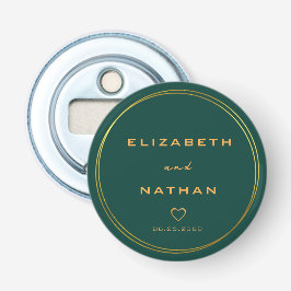 Minimalistische Emerald Green & Gold Floral Weddin Flaschenöffner